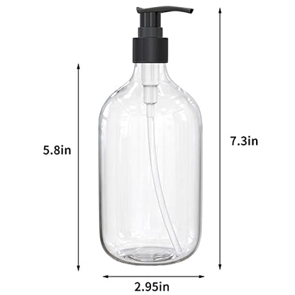17 Ounce Clear Plastic Pump Bottle Dispenser for Essential Oil Lotion 2Pcs - size: 17 Ounce (Pack of 2)