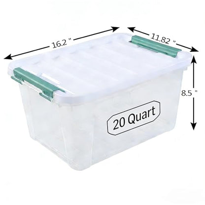 Latching Storage Bins with Lids, 20 Qt Stackable Box, 4-Pack - size: 20 Quart