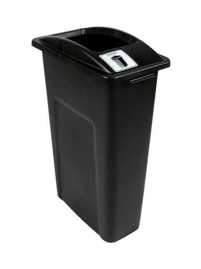 Waste Wise 23 Gallon Recycled HDPE Waste and Recycling Bin for Commercial Spaces - (Black, Trash) - color: Black Trash