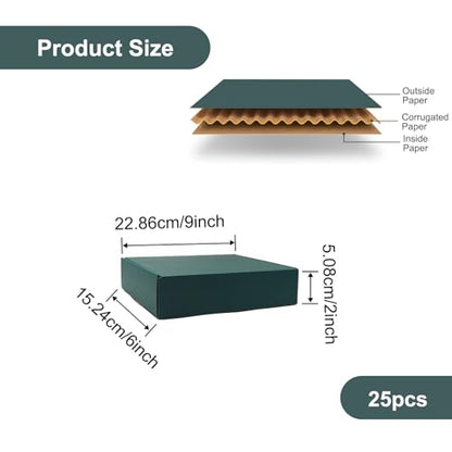 Green Recyclable Cardboard Small Gift Mailer Boxes for Shipping Packaging Craft Gifts Giving Products (25 Pack, 9 x 6 x 2 Inch) - color: Green, size: 9 x 6 x 2 Inch
