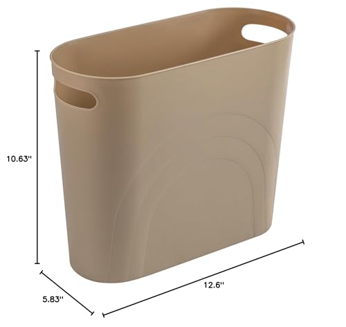 rejomiik Small Bathroom Trash Can, 3.5 Gallon Slim Garbage Can, Khaki - color: Khaki, size: 1 pack