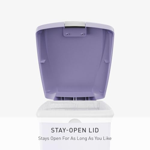 simplehuman Slim Step Can, 40L / 10.6 Gallon Space-Efficient Kitchen Trash Can, Studio Edition, Pet-Proof Slide Lock, 150,000-Step Pedal, Wheels, Lilac Plastic - color: Lilac