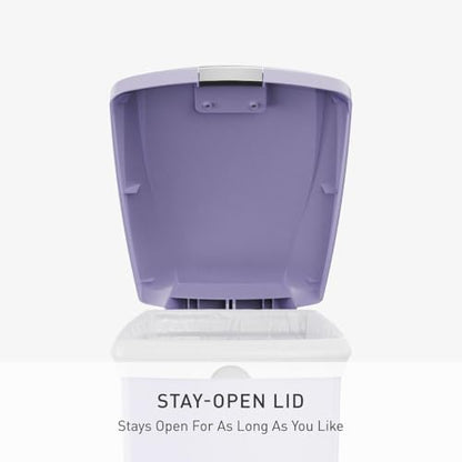 simplehuman Slim Step Can, 40L / 10.6 Gallon Space-Efficient Kitchen Trash Can, Studio Edition, Pet-Proof Slide Lock, 150,000-Step Pedal, Wheels, Lilac Plastic - color: Lilac