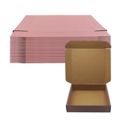 Pink Shipping Boxes 24 Pack 10x10x2 inch, Corrugated Gift Mailers - size: 10x10x2 Inch-24 Pack
