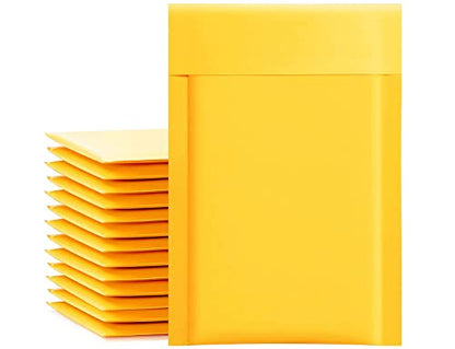 packbabol Kraft Bubble Mailers 4x8 Inch 50 Pcs,Small Self-Sealing Mail Shipping Bags,Yellow Padded Envelopes #000 - size: 4x8-50Pc