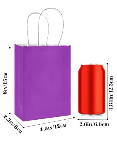 qiqee 24PCS Mini Gift Bag with Handles Bulk 4.5"x2.5"x6" Gift Bags Violet Bags Multiple Uses - color: Violet