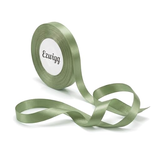 Sage Green Ribbon 3/8 Inch 25 Yards, Smooth Continuous Ribbon for DIY Crafts, Gift Wrapping, Wedding Bows & Floral Design - color: Sage Green