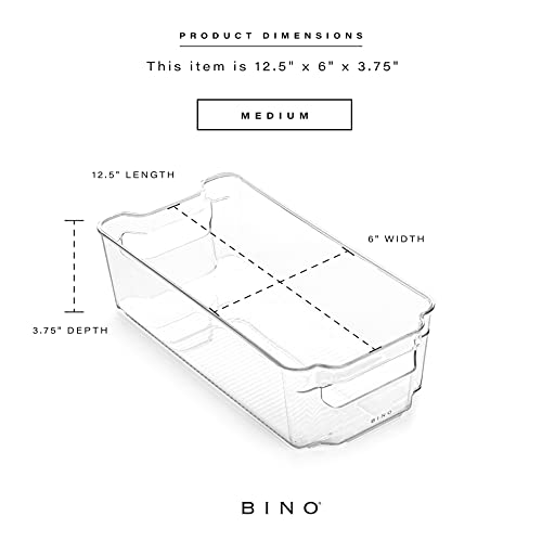 BINO | Stackable Storage Bins, Medium - 4 Pack THE STACKER COLLECTION Clear Plastic Built-In Handles BPA-Free Containers for Organizing Kitchen Pantry Multi-Use Organizer Bins - size: Medium (Pack of 2)