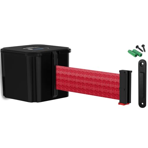 Wall Mounted Black Retracta-Belt 15' Red Belt Barrier - color: Black Case w/ Red Belt, size: 15' Belt