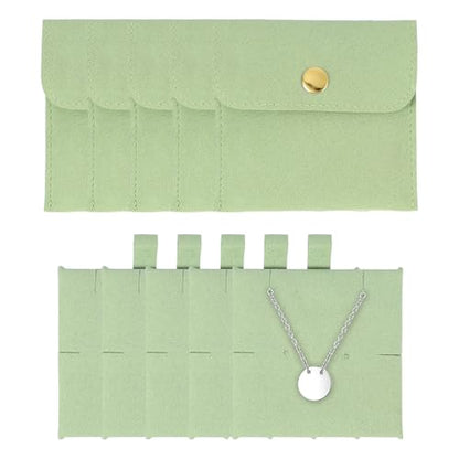 uxcell 5 Pcs Microfiber Jewelry Pouches with Insert Pad, 8 x 8cm Snap Button Jewelry Velvet Gift Bags Organizer for Rings Necklace Bracelet, Light Green - color: Light Green