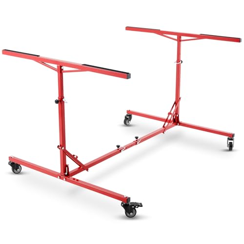 Aurelema Large Folding Pick up Bed Dolly Truck Bed Stand Auto Body Dolly that Holds up to 600 Lbs Red Automotive Body Cart Truck Lifter