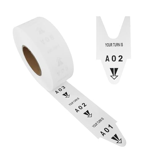 Take a Number Tickets Turn O Matic Tickets Letter Take a Ticket Number for D80 Ticket Dispenser 1 Roll 2000 Tickets 4 Groups Ticket Number from A01-E99 White