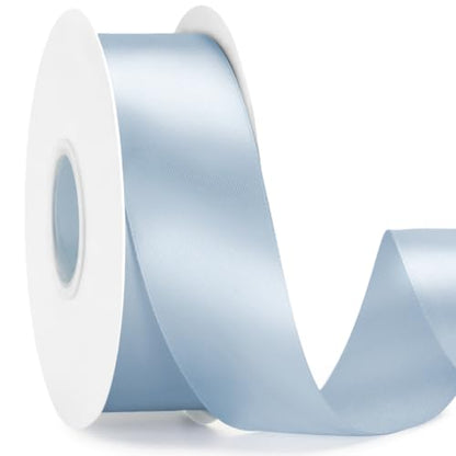 KINGLAKE Double Faced Dusty Blue Satin Ribbon - 1-1/2 Inch x 50 Yards - color: Dusty Blue