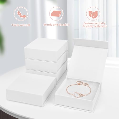 Jewelry Gift Boxes, 20 Pack 3.5x3.5x1.18 inch Small Jewelry Boxes, Small Gift Box for Necklaces Bracelet Earring Ring Gift packaging(White) - color: White