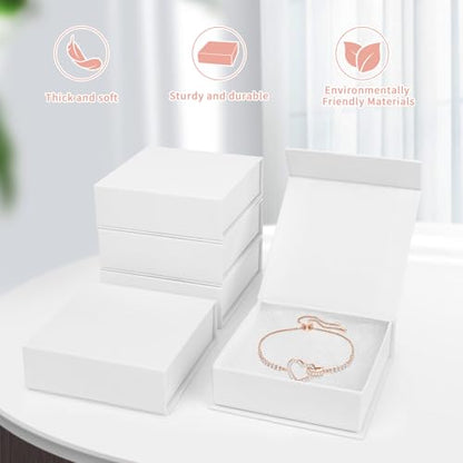 Jewelry Gift Boxes, 20 Pack 3.5x3.5x1.18 inch Small Jewelry Boxes, Small Gift Box for Necklaces Bracelet Earring Ring Gift packaging(White) - color: White