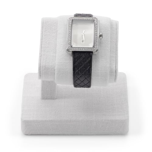 Single Watch Display Stand with Premium Linen Lining Watch Holder - color: White