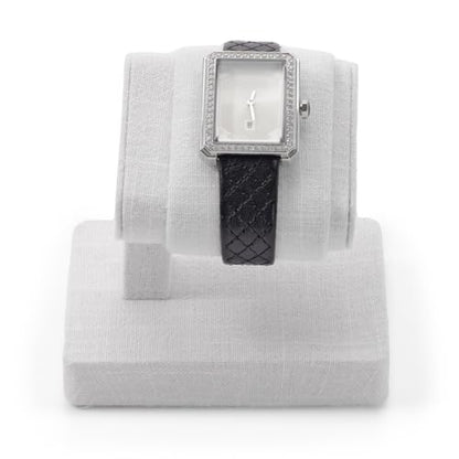 Single Watch Display Stand with Premium Linen Lining Watch Holder - color: White