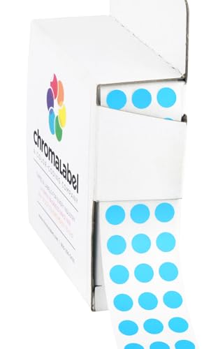 ChromaLabel 1/4 Inch Round Dot Stickers, Light Blue, 1000/Box - color: Light Blue, size: 1/4"