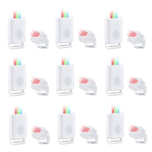 Nineleaf Motion Detector, Store Door Alarm, Commercial Door Alarm, 17 Tones, 5 Volume Levels, Vibration Function, 918ft Range, 4 LED Indicators, 9PK