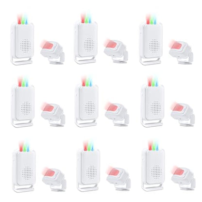 Nineleaf Motion Detector, Store Door Alarm, Commercial Door Alarm, 17 Tones, 5 Volume Levels, Vibration Function, 918ft Range, 4 LED Indicators, 9PK