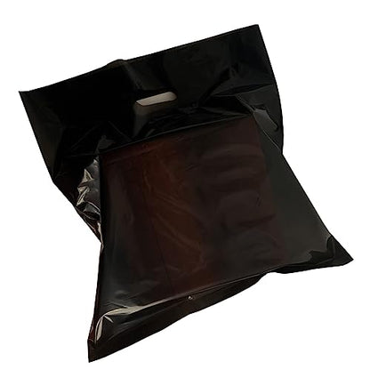 Krodtige 50 Pack 26" x 26" x3 Mil Thick Extra Large Black Plastic Merchandise Bags with Die-Cut Handles - size: 26x26 Inches