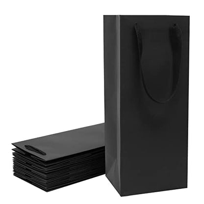 Aimyoo Black Wine Bottle Bags 6x5x15 inch, 10 Pack Large Kraft Paper Gift Bags with Handles Bulk - color: Black - 6x5x15 inch, size: 1 Count (Pack of 10)