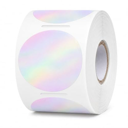 Round Holographic Pink Thermal Labels 2 Inch Vinyl Stickers 300 PCS - color: Holographic Pink, size: 2 × 2 Inch