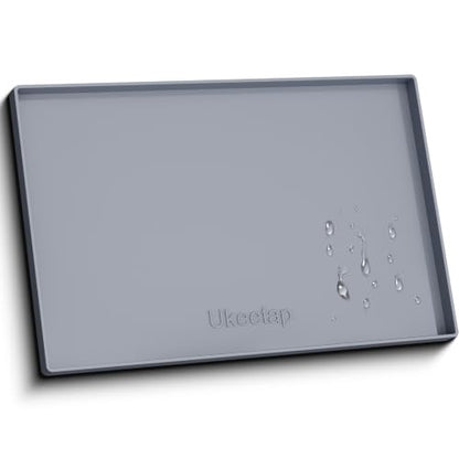 19" x 34" Extra Thick Silicone Mat Waterproof with Raised Edge, Gray - color: Gray, size: 19"L x 34"W