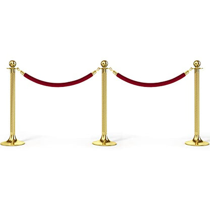PATIKIL 4 Feet Purple Red Velvet Stanchion Rope, 2 Pack Crowd Control Barrier Rope with Snap Hooks for Posts Stands Queue Divider of Hotel Theater, Golden - color: Purple Red, size: 4 Feet