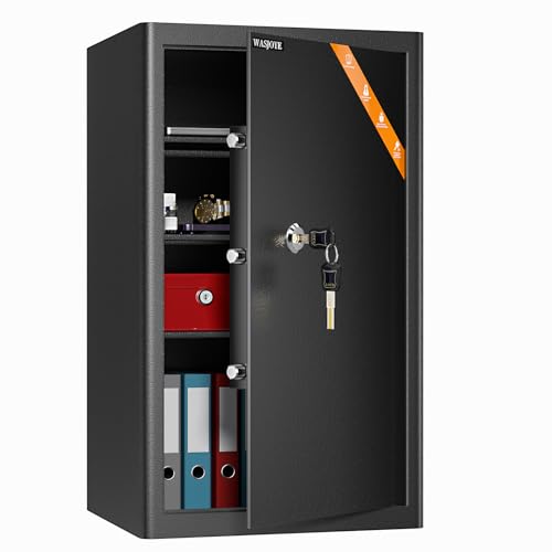 WASJOYE Cabinet Safe with Key for Money, 3.7 Cu Ft Key Security Safety Box - size: 3.7 Cu Ft Black