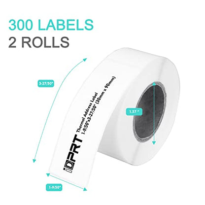 iDPRT Thermal Mailing Address Labels - 1.18"x3.54" (30mm90mm), 2 Rolls of 300pcs, Barcode Compatible with iDPRT, Rollo, DYMO, Zebra, Direct Thermal Sticker for QR Code, FBA (Pack of 4) - size: 1.18" × 3.54"(30mm×90mm) (Pack of 4)
