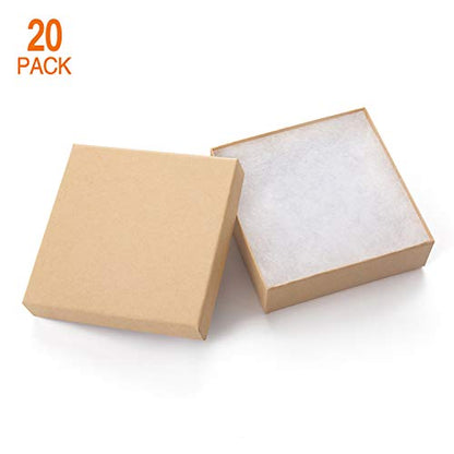 GEFTOL Jewelry Gift Boxes 20 Pack 3.5x3.5x1 Inch Cardboard Jewelry Boxes,Small Gift Boxes for Jewelry Earrings Necklaces Handmade Bangles Bracelets(Brown) - color: Brown, size: 3.5x3.5x1 Inch (Pack of 20)