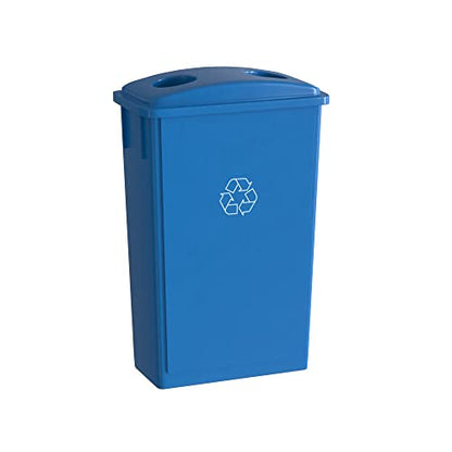 23 Gallon Blue Recycle Slim Jim Trash Can with Bottle Slot Lid - color: Blue Recycle, size: Without Wheels, style: Bottle Slot Lid