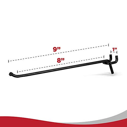 Presa Heavy Duty Black Steel Peg Board Shelving Hooks, 8-Inch, 50-Pack - color: Black, size: 8 Inch