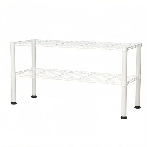 Standing Shelving Units on Casters, 36"W x 14"D x 20"H Metal Storage Rack - color: White, size: 2-Tiers