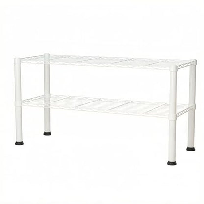 Standing Shelving Units on Casters, 36"W x 14"D x 20"H Metal Storage Rack - color: White, size: 2-Tiers