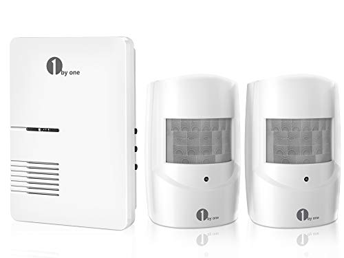 1byone Driveway Alarm, 36 Melodies, 1 Plug-in Receiver 2 PIR Detectors - size: one receiver two sensors