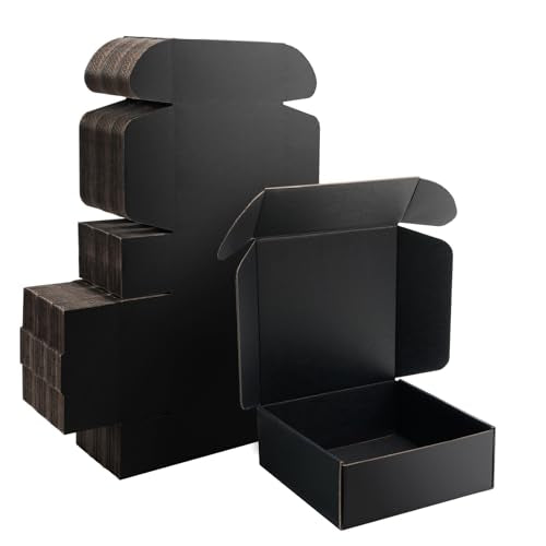 8x8x3 inch Black Shipping Boxes for Small Business- Set of 25 - color: Black, size: 8x8x3 Inch