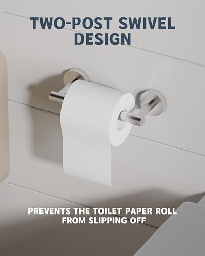 RARXTR Bathroom Toilet Paper Holder Wall Mount SUS304 Stainless Steel Double Post Pivoting Toilet Paper Roll Holder Wall Mounted for Bathroom RV Commercial Toilet Tissue Dispensers, Brushed Nickel - color: Brushed Nickel