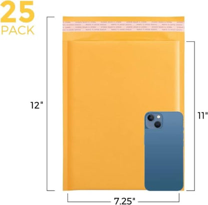 Fuxury Kraft Bubble Mailers 7.25x12 Inch Yellow Padded Envelopes 25 Pack - color: Yellow, size: 7.25x12" 25PC
