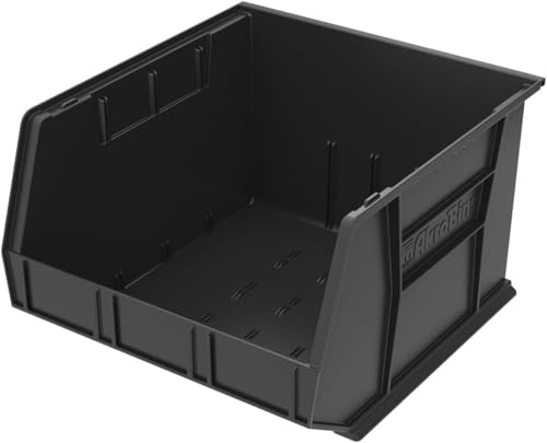Akro-Mils AkroBins Stackable Plastic Storage Organizer Bins, Black, 3-Pack - color: Black