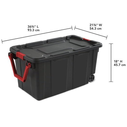 40 gallon plastic storage box, gray stackable storage container with snap-on lid, suitable for garage, attic, basement and warehouse.
