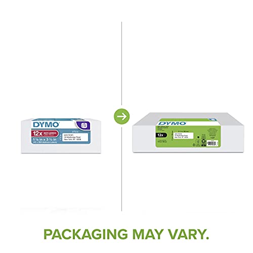 DYMO Authentic LW Mailing Address Labels for LabelWriter Label Printers, White, 1-1/8" x 3-1/2", 12 Rolls of 350 (4200 Total) - size: 12 Rolls, style: Small Mailing Address