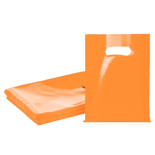 Orange 100 PCS Small Gift Bags, 6"x8" Goodie Party Favor Bags with Handle, Treat Retail Pouches for Kids Birthday, Christmas, Small Business - color: Orange-100PCS