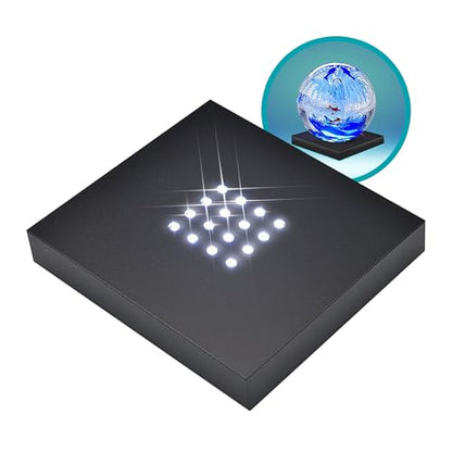 16 White- Light LED Lighted Base for Glass Art - Crystal Display, Lighted Acrylic Base, Glass Vases for Centerpieces Stand, Matte Black - style: White Light