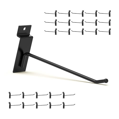 6 Inch Black Slatwall Hooks, 25PC - size: 6 Inch