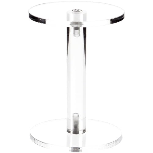 Plymor 4.25" H x 4.5" Round Clear Acrylic Barbell Pedestal Display Riser - size: 4.25" x 4.5" x 4.5"