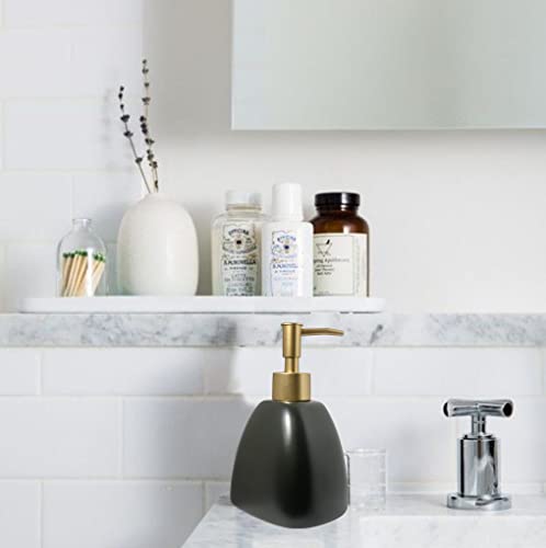 Liquid Soap Dispenser for Bathroom with Gold Pump，Dish Soap Dispenser for Kitchen，Refillable Countertop Lotion Ceramics Black Hand Soap Dispenser for Shower 430ml (Pyramid Matt Black Bottle) - color: Pyramid Black Bottle