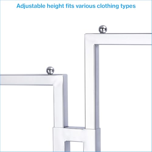 SSWBasics 2-Way Clothing Rack - Adjustable Chrome Garment Rack with Straight Arms - Sleek, Sturdy, and Durable Hanging Racks for Clothes - Ideal for Retail, Boutique, and Thrift Spaces