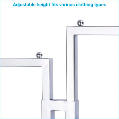 SSWBasics 2-Way Clothing Rack - Adjustable Chrome Garment Rack with Straight Arms - Sleek, Sturdy, and Durable Hanging Racks for Clothes - Ideal for Retail, Boutique, and Thrift Spaces
